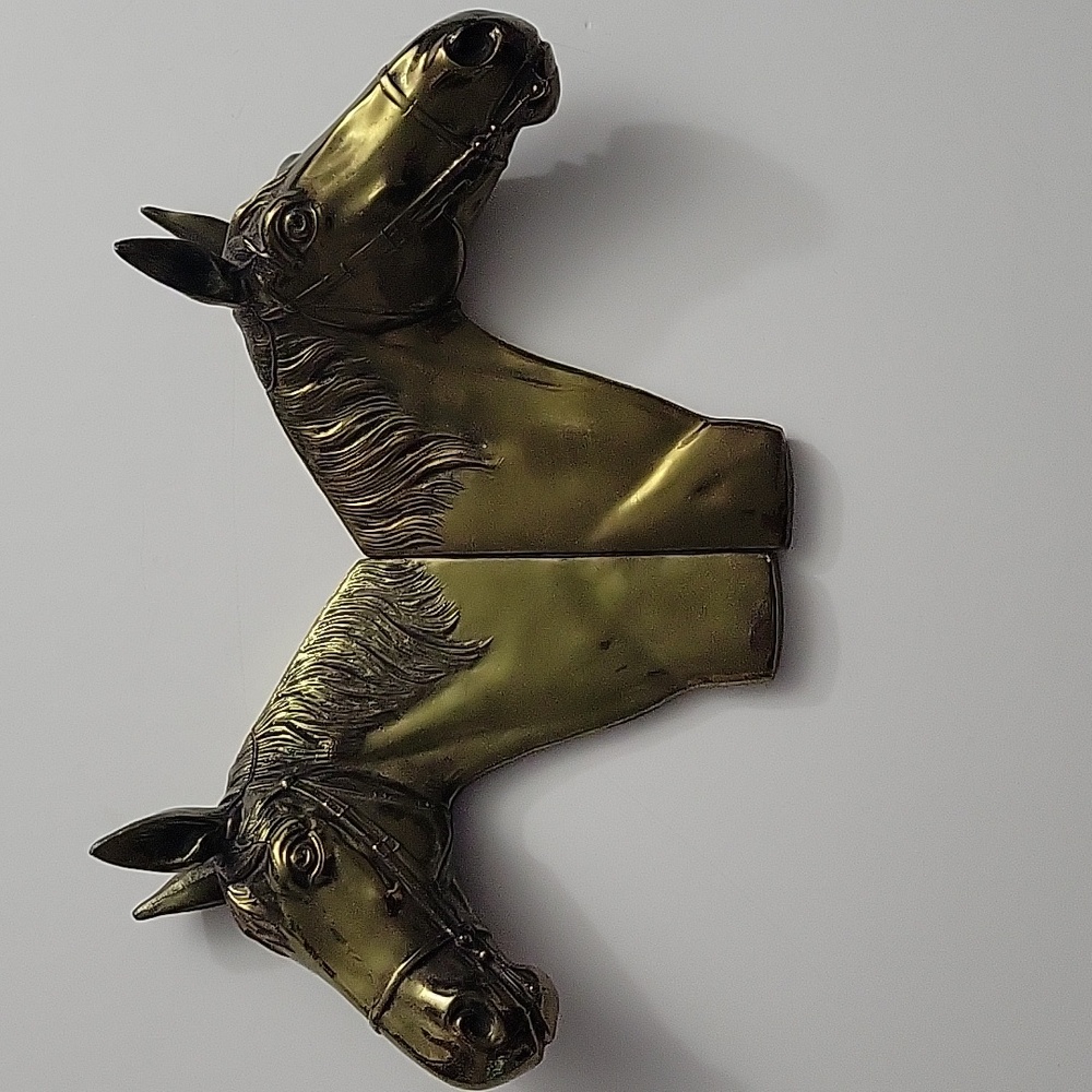 Vintage Brass Toned Thoroughbred Horse Relief 10" Long Decorative Pieces